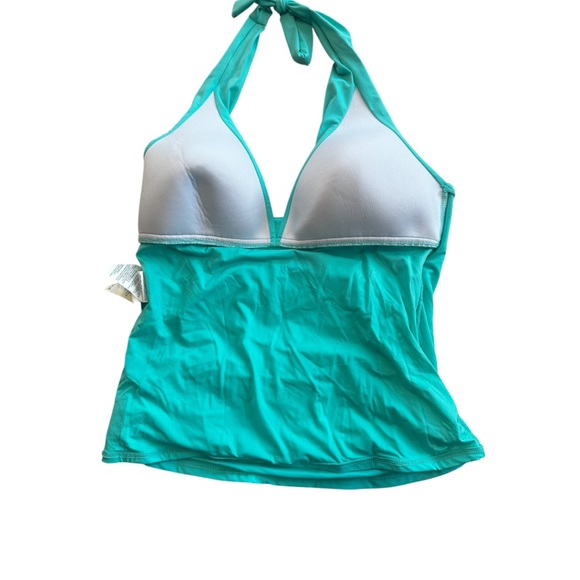 La Blanca Goddess Halter Bikini Top Ice Blue Sz 6 Small NWT Ruched Molded Cups - Picture 8 of 12
